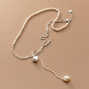 Collar de Plata S925 con Colgante de Perla de Agua Dulce y Cadena de Estilo Lazo de Lujo Ligero de 7-8 mm - Product Image 4