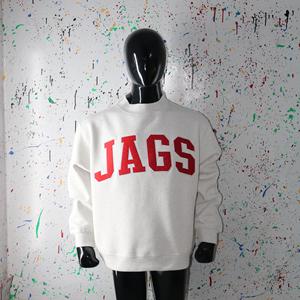 JAGS WHITE <b>Mock</b> <b>Neck</b> Sweatshirt 100% RED Applique Embroidery wide <b>neck</b> Sweatshirt Finer Threads - Product Image 6