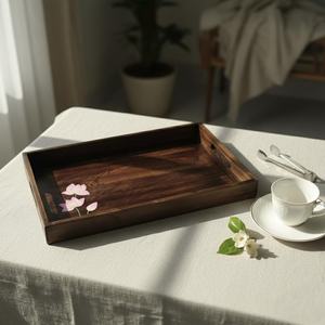 Hand-Painted Wooden Serving Tray | Pichwai Lotus Indian Art <b>Home</b> <b>Decor</b> , <b>Gift</b> for her, <b>Home</b> <b>Decor</b>, Kitchenware - Product Image 2