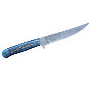 Cuchillo de Filetear de Acero de Damasco Forjado a Mano de 12 Pulgadas con Hoja Dentada |   Manija de Resina Personalizada OEM con Pasadores y Cubierta de Latón - Product Image 1