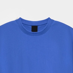 Camiseta de Algodón para Hombre, Cuello Redondo, Manga Corta, Corte Regular, Color Azul Sólido, Estilo Casual - Product Image 2