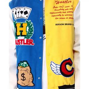 Bombardero de béisbol personalizado para hombres con bordado de chenilla de alta calidad de fabricante OEM Letterman Crop Leather Varsity Winter - Product Image 6