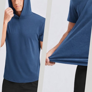 Slim Fit Men's Short Sleeve Training Hoodie Suitable For Bodu Building Powerlifting Gym Workout Home Exercise Wear Custom Hoodie - Product Image 4