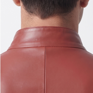 Men's Plus Size Breathable Custom Genuine <b>Leather</b> <b>Blazer</b> <b>Jacket</b>-Fashion Streetwear - Product Image 5