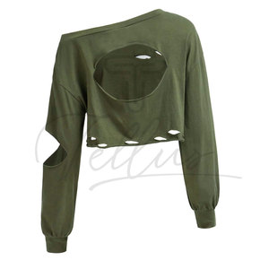 Made In High Quality Women <b>Distressed</b> Crop <b>Top</b> Light Weight Women Crop <b>Top</b> Pakistan Made Women <b>Distressed</b> Crop <b>Top</b> - Product Image 2