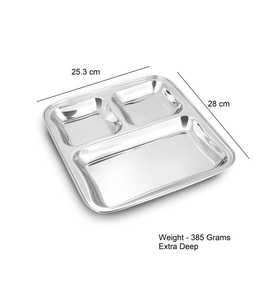 1 Plateau alimentaire rectangulaire en acier inoxydable à compartiments, empilable, idéal pour étudiants, camping et pique-niques - Product Image 3
