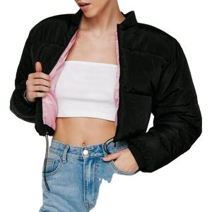 Veste d'hiver imperméable à bulles Logo personnalisé Zip up Vestes en duvet imperméables Femmes Crop Padded Puffer Jacket 2026 - Product Image 3