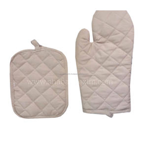 Mitaines de four en coton rosâtre avec support de casserole élégance moderne équipement de cuisine résistant à la chaleur de couleur unie pour la cuisson et la cuisson - Product Image 1