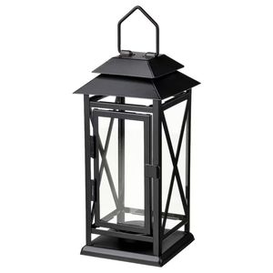 Vintage Black Metal <b>Candle</b> <b>Lantern</b> Glass Tea Light Holder Hanging Decorative <b>Lanterns</b> for Wedding Centerpiece Home Garden Decor - Product Image 3