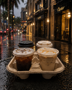 Nouveau design de porte-gobelets à café compostables, lot de 4, porte-boissons en pulpe moulée recyclée, porte-gobelets en fibre de papier non blanchie - Product Image 1