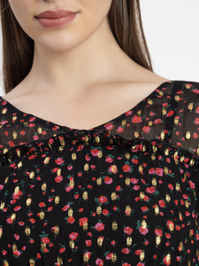 Floral Print Chiffon Midi <b>Dress</b> With <b>Flutter</b> <b>Sleeves</b> V-Neck A-Line Loose Fit Casual Spring Unity Luxure Womens Summer Casual - Product Image 6