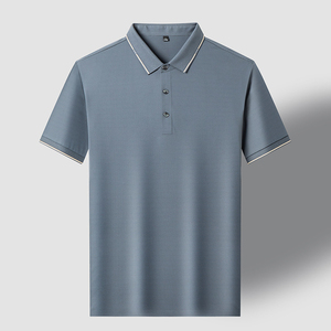 Polo de Piqué de Algodón Gris Oscuro para Hombre, Manga Corta, Casual, con Botones, Color Sólido, Tejido Transpirable, Corte Regular - Product Image 3