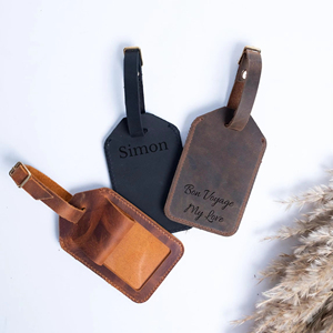 Full Grain Genuine Leather Luggage Tags Privacy Shield Travel Bag Tags Custom Suitcase <b>Name</b> <b>Labels</b> Gift LMP-0239 - Product Image 1