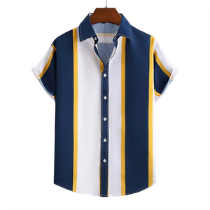 Wholesale Customized <b>Men</b>’s Summer <b>Stretch</b> Print Shirt Short Sleeve Casual Fashion Shirt - Product Image 5
