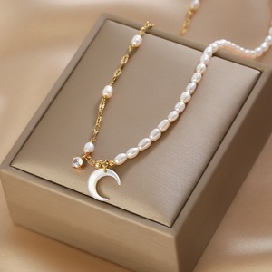 Collar de Perlas de Agua Dulce Natural con Cadena de Suéter de Alta Gama de Moda Irregular Estilo Chica Francesa, Collar de Perlas para Clavícula - Product Image 3