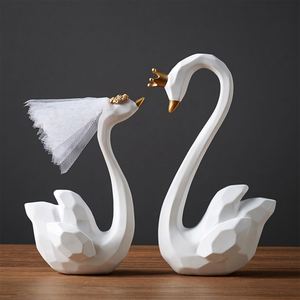<b>Nordic</b> Modern Wedding Couple <b>Swan</b> Statue Figurine Resin Decoration Home Decoration Accessories Room Living Room Decoration - Product Image 5