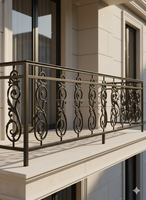 Rampe de balcon moderne en métal sans cadre, main courante d'escalier décorative en fer forgé, grille en verre, balustrade murale ou à poser sur terrasse
