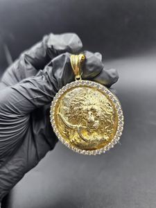 Colgante Redondo de Cabeza de León con Moissanita VVS, Plata 925, Estilo Hip Hop, Colgante Personalizado con Incrustaciones de Piedras, Regalo de Cumpleaños para Hombre - Product Image 2