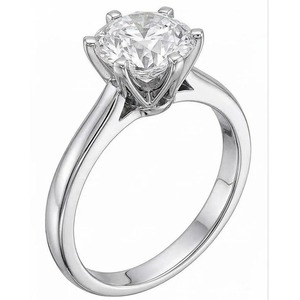Bague de fiançailles en or blanc 14 carats avec diamant naturel rond solitaire de 1 carat - Product Image 1