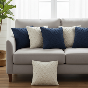 Juego de 6 Fundas de Almohada SOGA de 45 cm, 3 en Color Gris Carbón con Tejido de Cable y 3 en Color Crema con Tejido de Diamante para Sofás de Sala de Estar - Product Image 3