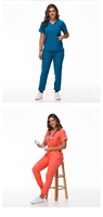 Uniforme de médecin d'infirmière confortable à col en V Uniforme de gommage d'infirmière de salon de beauté Ensemble d'uniformes médicaux extensibles