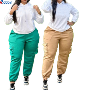 Unisex <b>White</b> Hooded Sweatshirt With Black Cargo Pants Set Casual Solid Color Full Sleeve Autumn Wear Breathable Cotton <b>Tracksuit</b> - Product Image 5