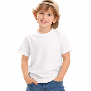 Camiseta de algodón para niños con logo personalizado de fábrica directa, de corte holgado y manga corta, informal de verano, de Bangladesh. - Product Image 1