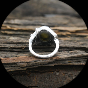 Bague artisanale en labradorite, pierre naturelle chatoyante, bijou bohème, design feuille en argent sterling, cadeau pour elle - Product Image 3