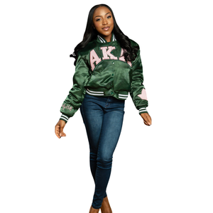 Hunter Green First Flyest <b>Vintage</b> Bomber <b>Jacket</b> <b>Women</b> Embroidered Varsity Casual Streetwear Retro Fashion Outerwear Cotton - Product Image 1