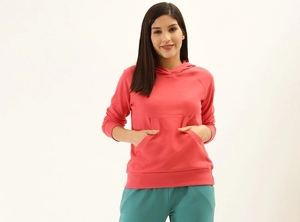 Sudadera con Capucha para Mujer, Color Sólido, Manga Larga, Algodón, con Bolsillo, Transpirable, para Otoño - Product Image 1