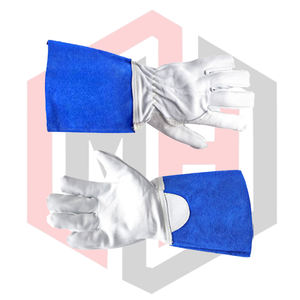 Gants de soudage TIG résistants à la chaleur en polyester et nitrile blancs et bleus, gants de sécurité antidérapants sans silicone, lisses, 11 oz, anti-coupure - Product Image 4