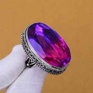 Anillo de Turmalina Multicolor Hecho a Mano, Estilo Bohemio, Plata de Ley 925, Joyería de Piedras Preciosas Naturales, Anillo para Mujer, Venta al Por Mayor - Product Image 6