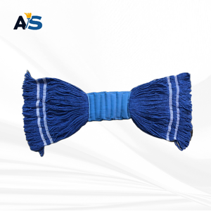 A&S Navy Blue Cotton <b>Mop</b> Head Aluminum Pole Multi-Ply Twisted Yarn 5" Head Band Dual Strip Tail Blue Band Loop End Self-Wringer - Product Image 2