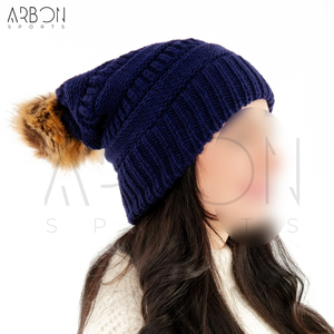 Bonnets unisexes décontractés bleu marine unis, personnalisables, hautement élastiques, épais, pour l'hiver, usage quotidien en extérieur, vente en gros - Product Image 5