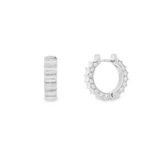14K <b>Solid</b> Gold Round Lab Grown Diamond Gearings <b>Hoop</b> <b>Earrings</b> Pave Set Modern Chunky Luxury Dainty Everyday Wear Jewelry Huggies - Product Image 3
