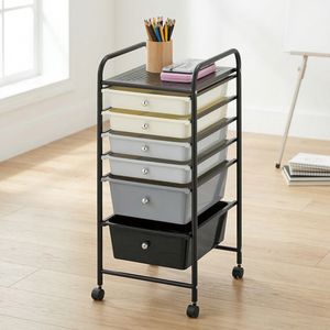 Chariot de rangement de bureau à roulettes réglable en chrome à quatre roues de conception moderne MIT, fabricant de meubles de Taïwan, en métal - Product Image 1