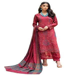 Indian <b>Pakistani</b> Heavy Embroidered Ethnic Modern Design Washable Three Piece Viscose Saari Salwar Kameez <b>Dresses</b> for Women <b>Eid</b> - Product Image 1