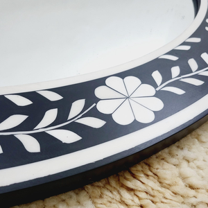 Miroir mural rond personnalisé en bois écologique fait main avec incrustations - Product Image 4