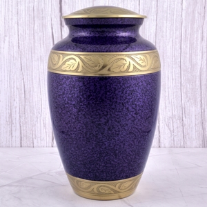 <b>Red</b> and Gold Leaf Pattern Brass Adult Cremation Urn with Polished Finish for Human Ashes, Funeral Memorial and Burial Urn - Product Image 5