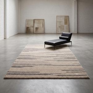 Tapis en laine tissé à la main élégant, couleur unie crème-gris, antidérapant, à poils moyens, avec support en toile de coton, pour la décoration moderne du salon et de la maison - Product Image 3