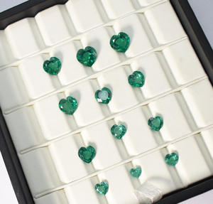 Zambian Emerald Heart Cut Vivid Green Lab Created Emerald Loose Gemstone with Visible Inclusions All Calibrated Sizes - Product Image 2