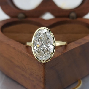 Women's Custom Oval Cut IGI Certified 3.5 Carat Diamond Engagement Wedding <b>Gift</b> Ring 18K Solid Gold Rhodium Plated Lab Grown - Product Image 1