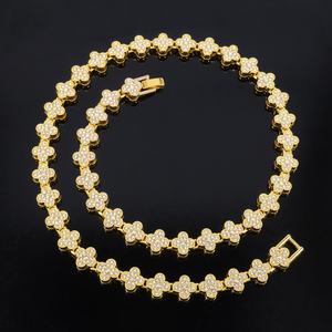 Flower Shape Lab Grown Crystal Rhinestone Hip Hop 14K Gold <b>Statement</b> <b>Necklace</b> S925 Silver Rhodium Luxury Party Jewelry Unisex - Product Image 4