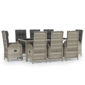 Conjunto de Comedor de Jardín de Ratán Gris para 6 Personas, Muebles de Exterior Resistentes a la Intemperie, Diseño Contemporáneo - Product Image 4