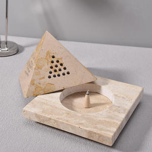 Natural Marble Pyramid <b>Backflow</b> <b>Incense</b> <b>Cone</b> Burner with Stone Base | Handmade Aroma <b>Incense</b> Holder for Home Meditation Yoga Dec - Product Image 2