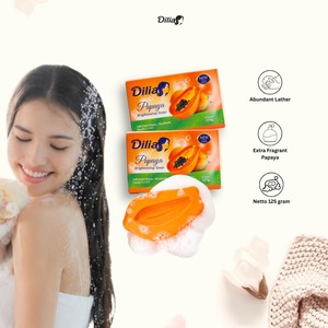 Savon en barre DiLia à la papaye 125g, éclaircissant et blanchissant la peau, nettoyage en profondeur pour adultes et tous types de peau - Product Image 5