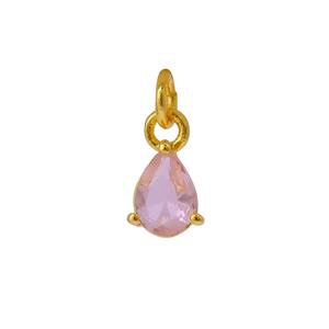 Elegant Pink Amethyst Quartz Teardrop Faceted Gold Plated Charm <b>Pendant</b> <b>Bail</b> Dainty Handmade Jewelry Component for Earrings - Product Image 1