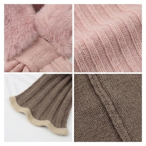 Women's Knitted Faux <b>Fur</b> Scarf Solid Color Winter Warm Casual Short Style Pink Beige - Product Image 5