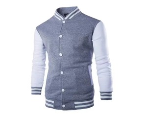 Blouson universel unisexe d'hiver style universitaire et bomber de baseball, à col montant, avec patchwork de dessins animés et manches en mélange de laine, style urbain - Product Image 2