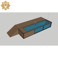 Piscines en conteneurs maritimes en acier de 20 et 40 pieds, design moderne modifié pour piscine extérieure, piscine au sol de luxe sur mesure, villa en bois WPC